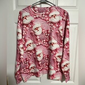 Festive Pink Santa Sweater